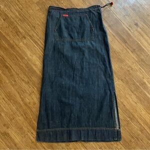 Mavi Y2K 90s Drawstring Waist Denim Maxi Skirt,Sz S